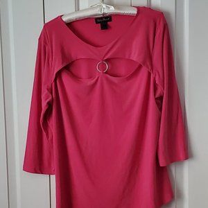 Ashley Stewart Pink top with cut-out, 3/4 sleeve, size 18